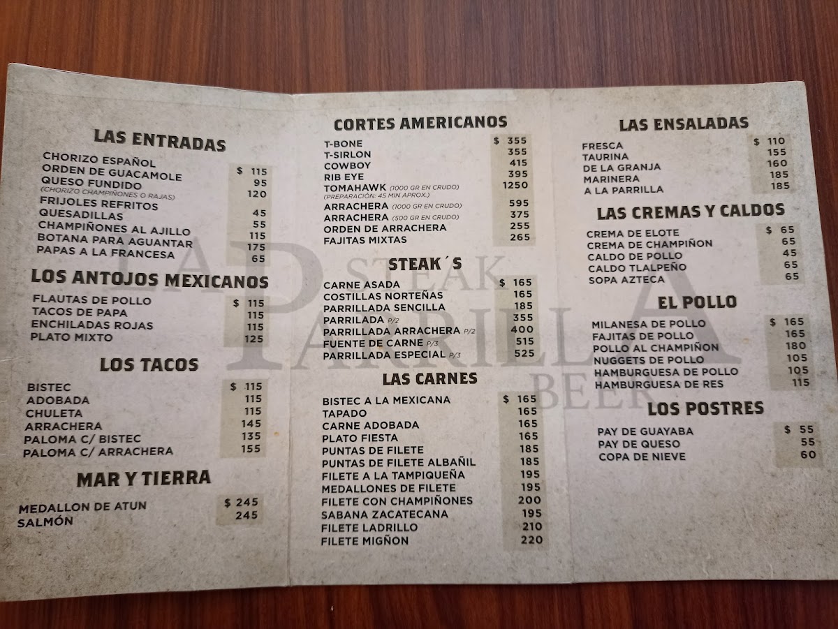 La Parrilla Steak Beer Menu - Image 1